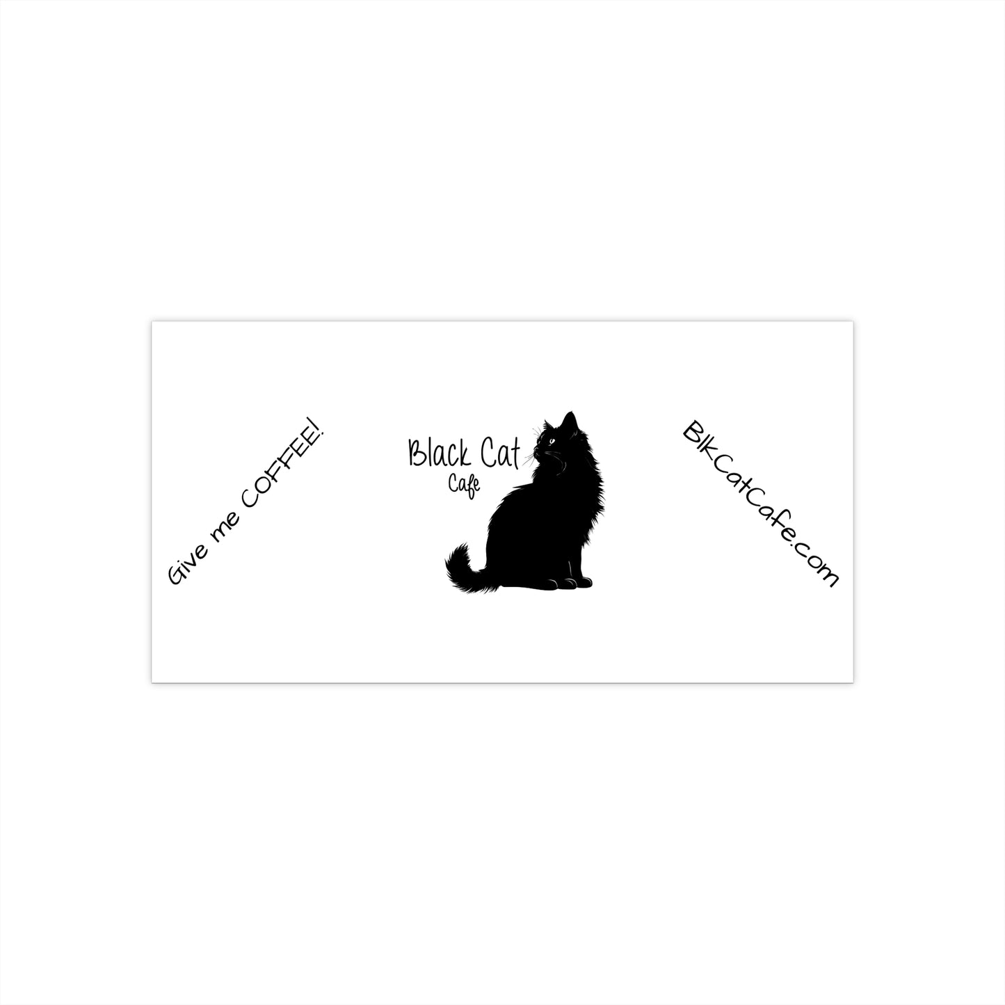 Black Cat Cafe Bumper Sticker — "Give me COFFEE!" Car Decal