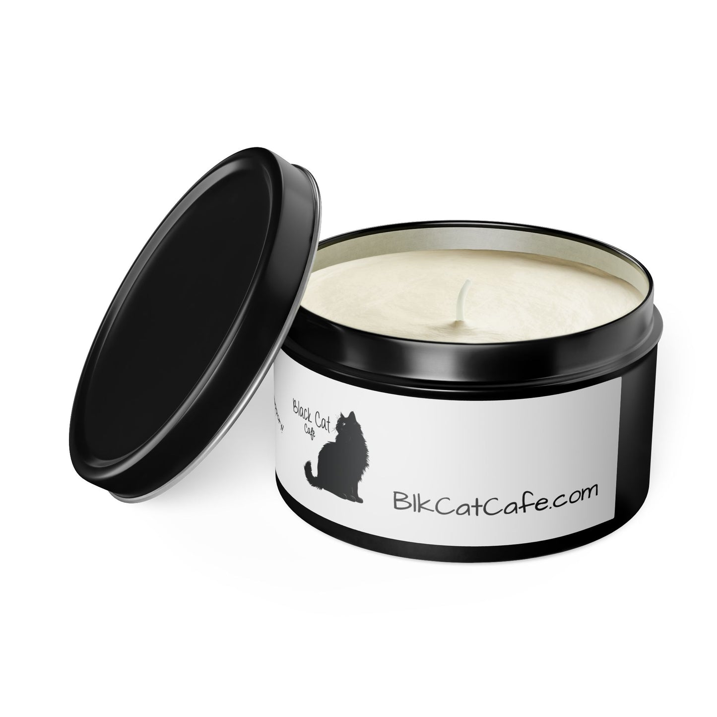 Black Cat Cafe Tin Candle — Scented Small Travel Candle, 'Thank You for Your Support' Gift