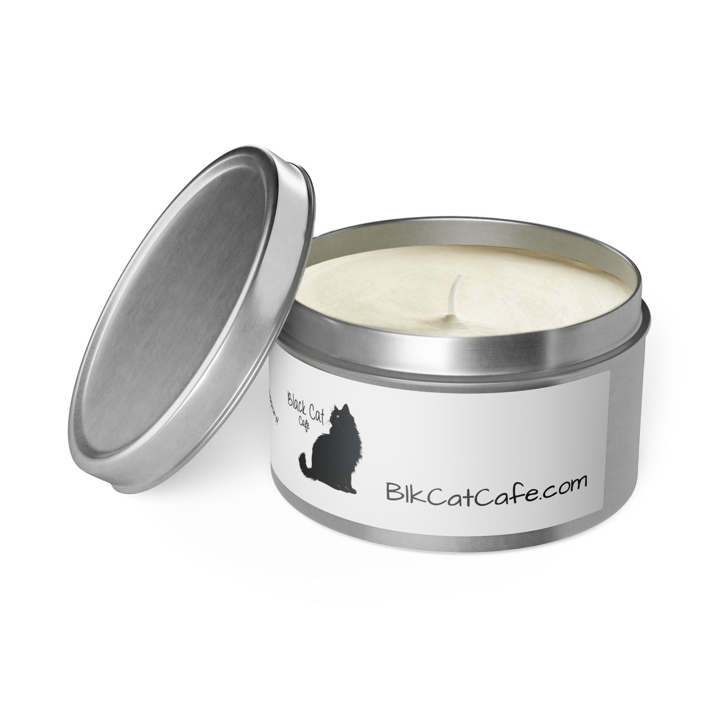 Black Cat Cafe Tin Candle — Scented Small Travel Candle, 'Thank You for Your Support' Gift