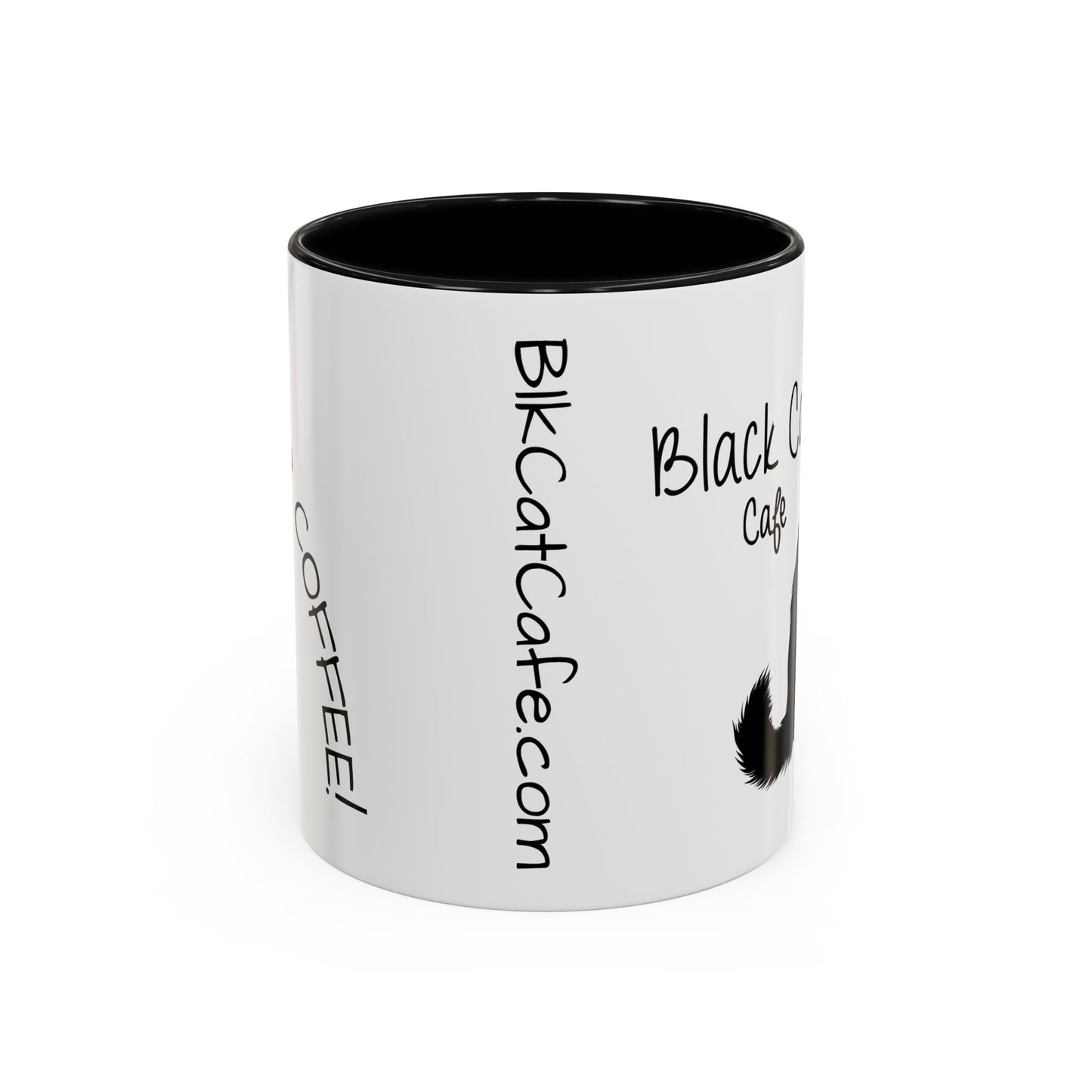 Black Cat Cafe Coffee Mug — 11/15oz Accent Ceramic Mug with Black Cat Silhouette