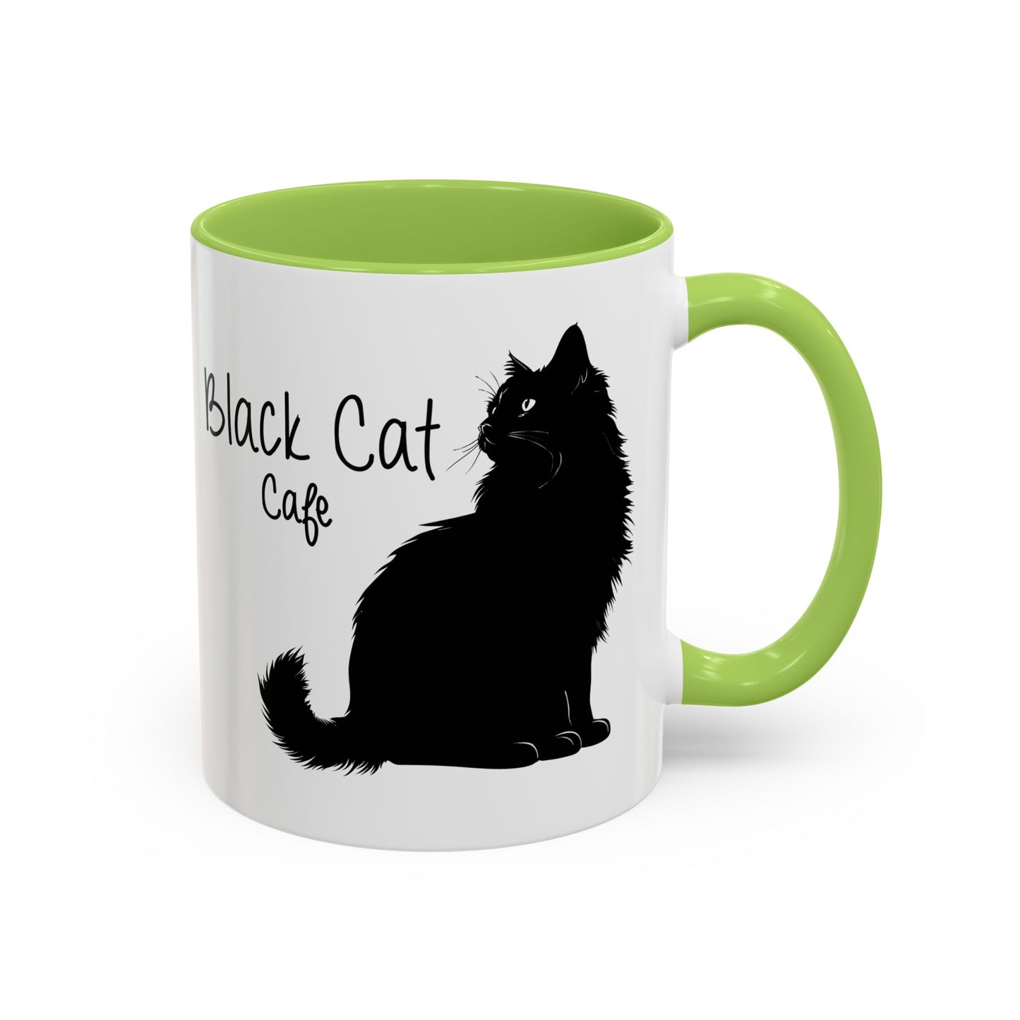 Black Cat Cafe Coffee Mug — 11/15oz Accent Ceramic Mug with Black Cat Silhouette
