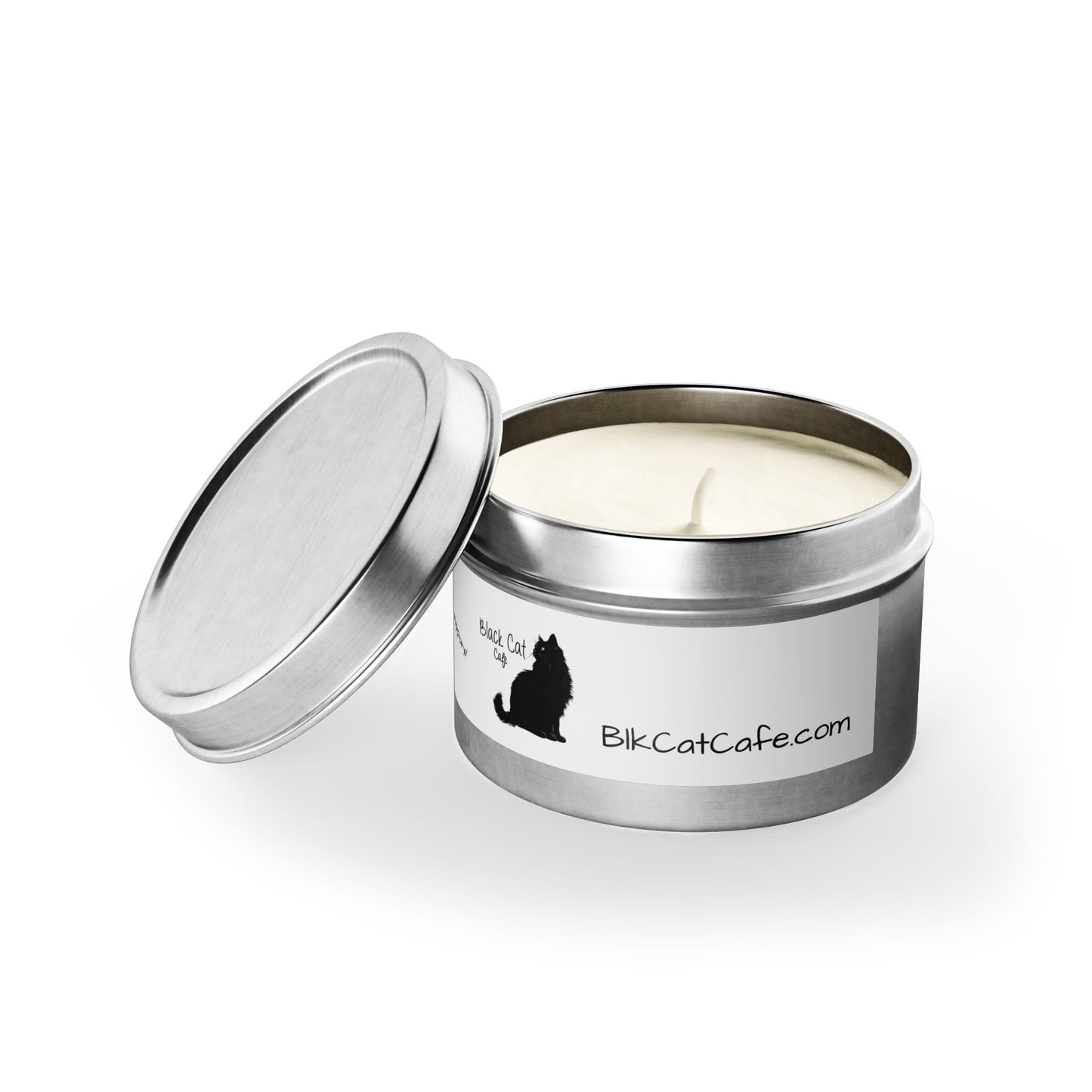 Black Cat Cafe Tin Candle — Scented Small Travel Candle, 'Thank You for Your Support' Gift