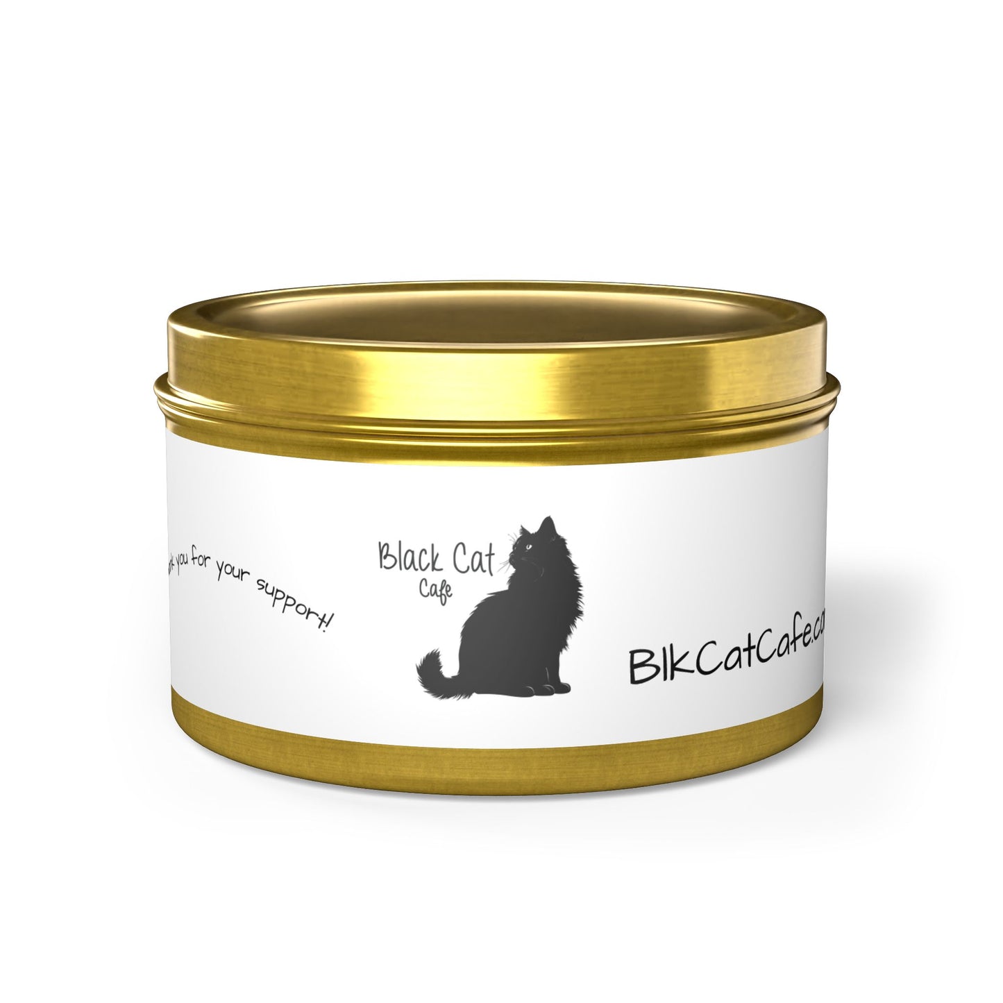 Black Cat Cafe Tin Candle — Scented Small Travel Candle, 'Thank You for Your Support' Gift