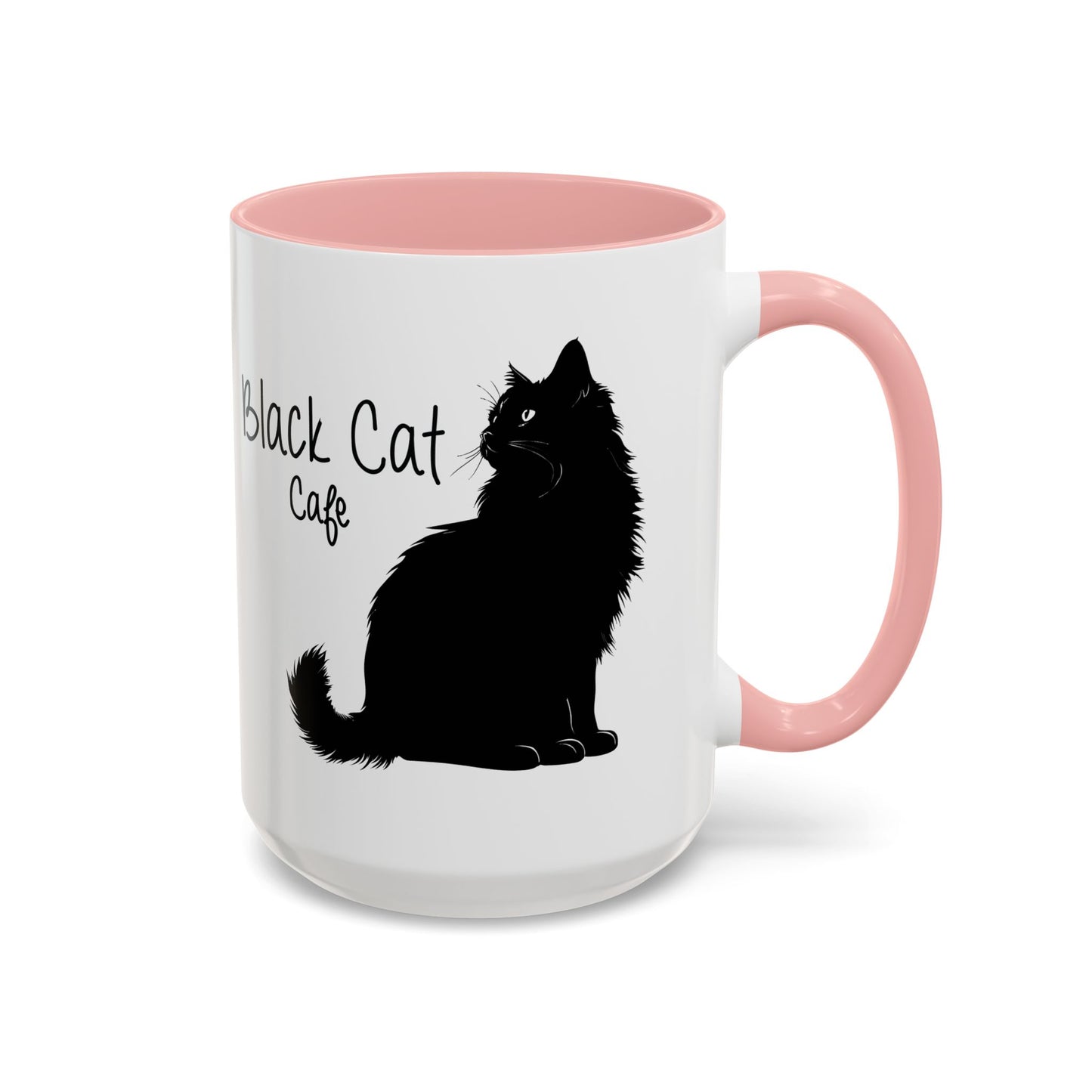 Black Cat Cafe Coffee Mug — 11/15oz Accent Ceramic Mug with Black Cat Silhouette