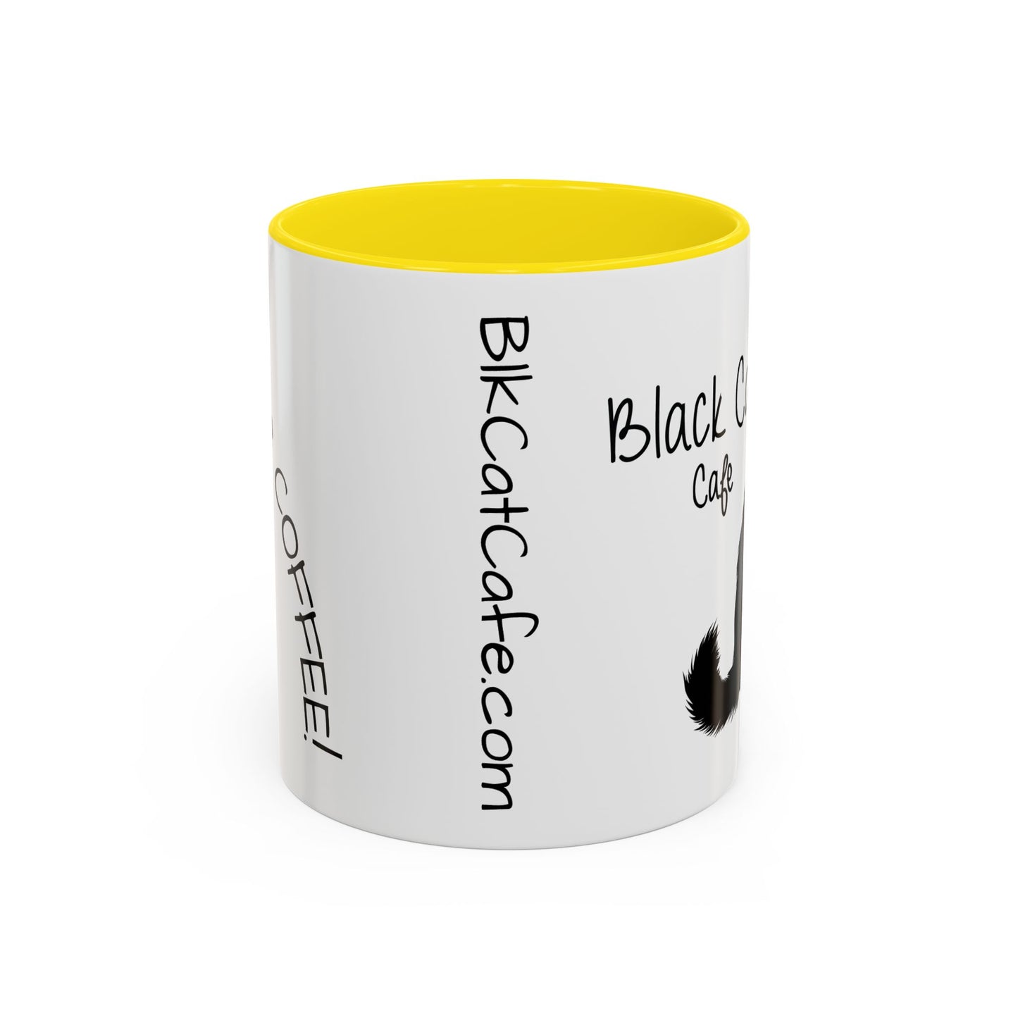 Black Cat Cafe Coffee Mug — 11/15oz Accent Ceramic Mug with Black Cat Silhouette