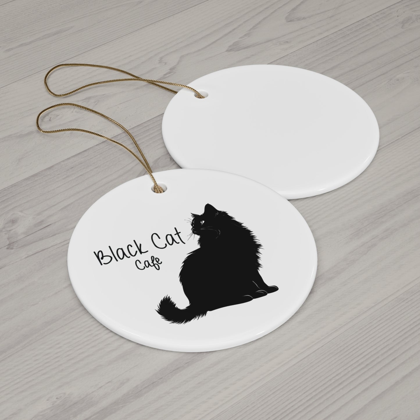 Ceramic Ornament - 'Black Cat Café' Decorative Star Ornament, Cat Lover Gift