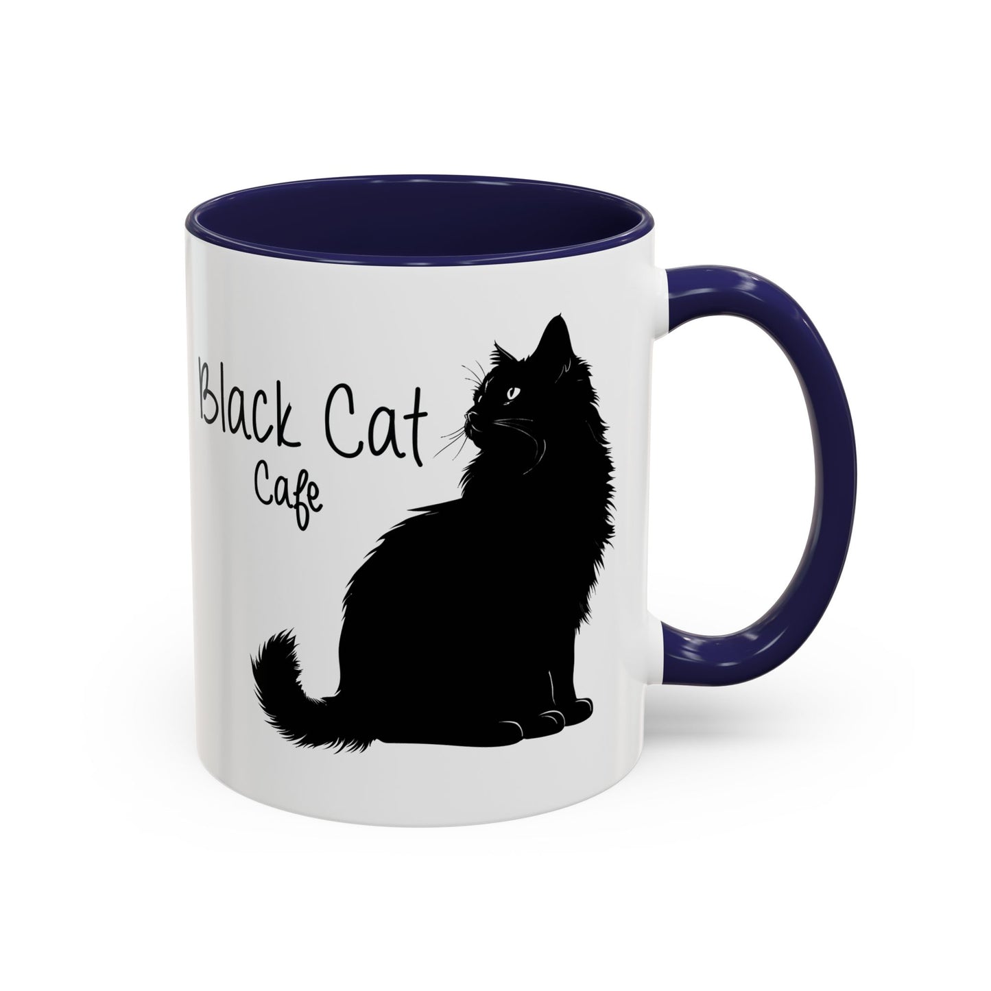 Black Cat Cafe Coffee Mug — 11/15oz Accent Ceramic Mug with Black Cat Silhouette