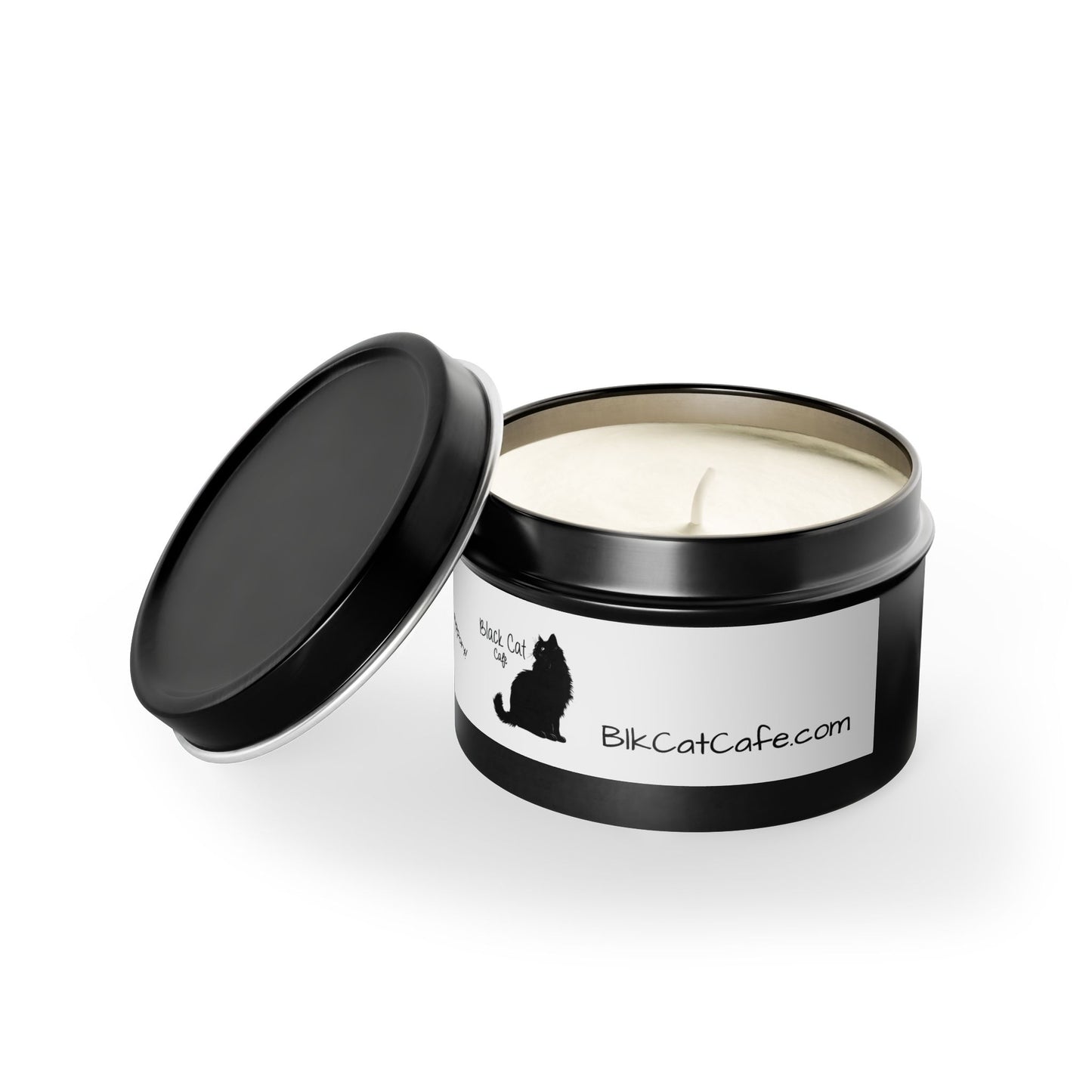 Black Cat Cafe Tin Candle — Scented Small Travel Candle, 'Thank You for Your Support' Gift