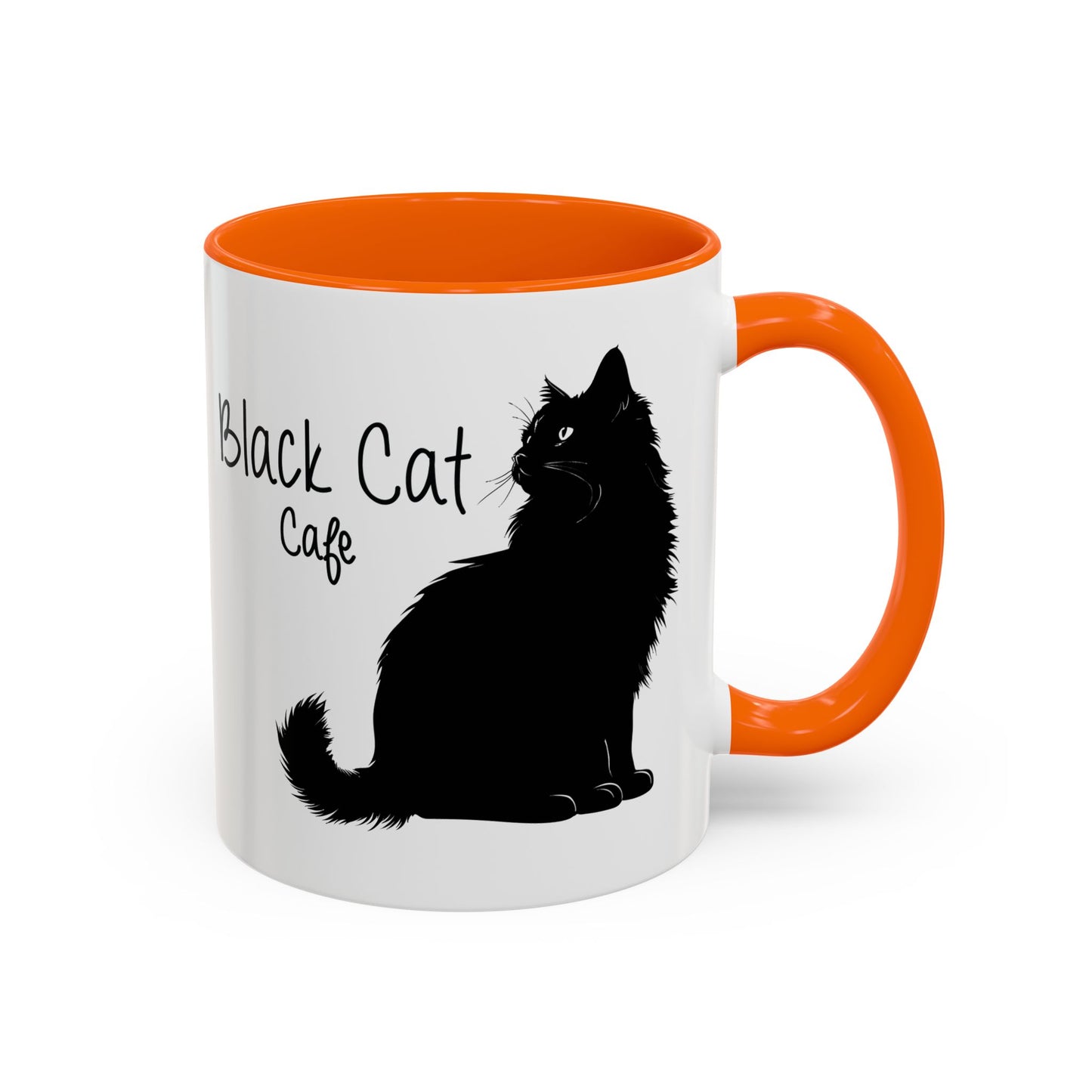 Black Cat Cafe Coffee Mug — 11/15oz Accent Ceramic Mug with Black Cat Silhouette