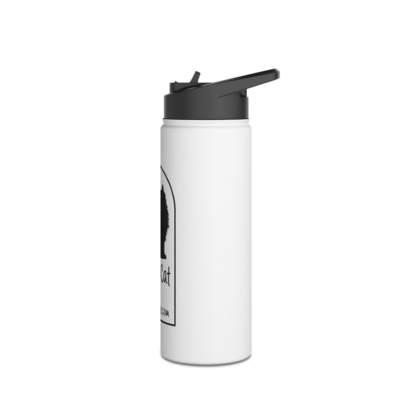 Black Cat Café Stainless Steel Water Bottle — Insulated Travel Bottle with Black Cat Logo