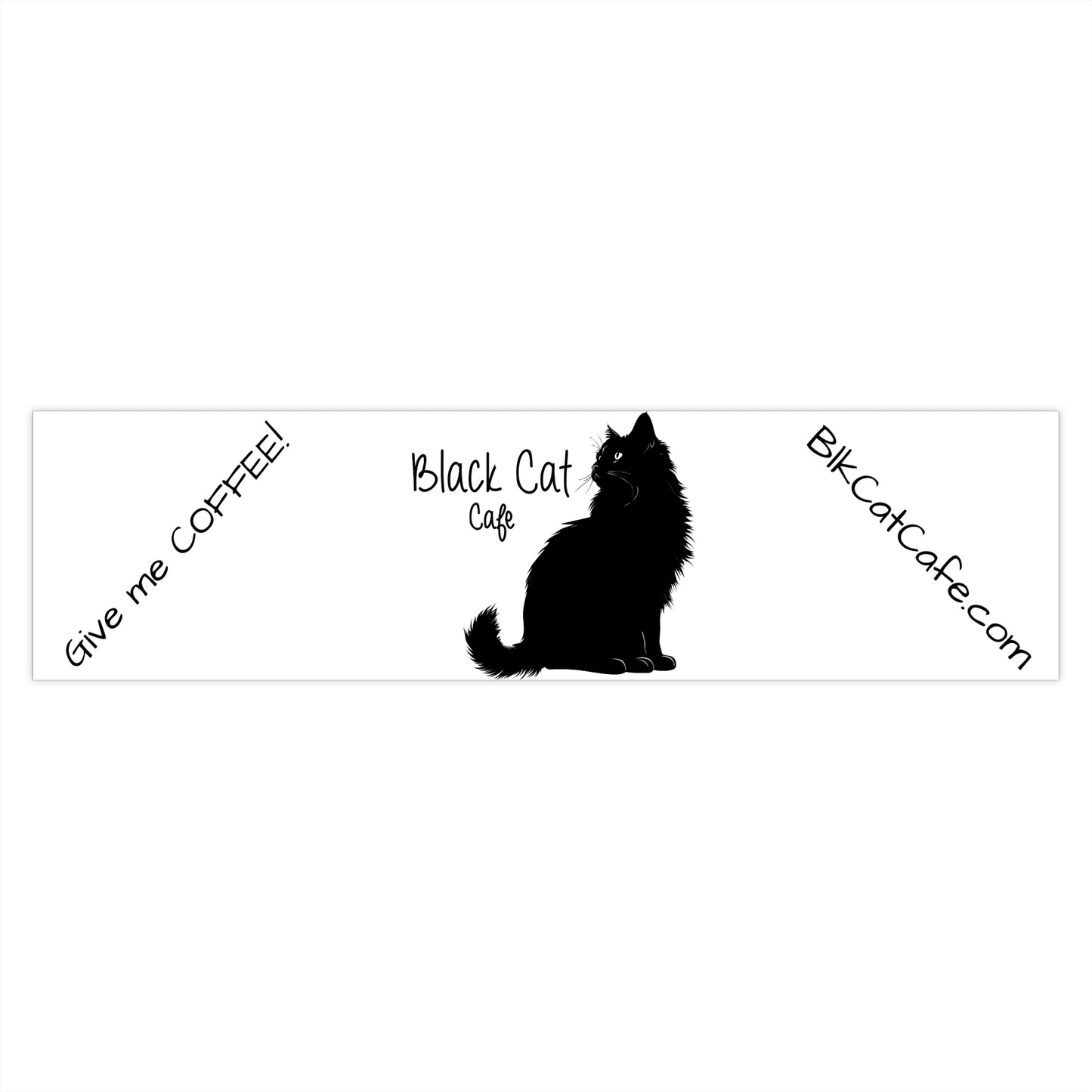 Black Cat Cafe Bumper Sticker — "Give me COFFEE!" Car Decal