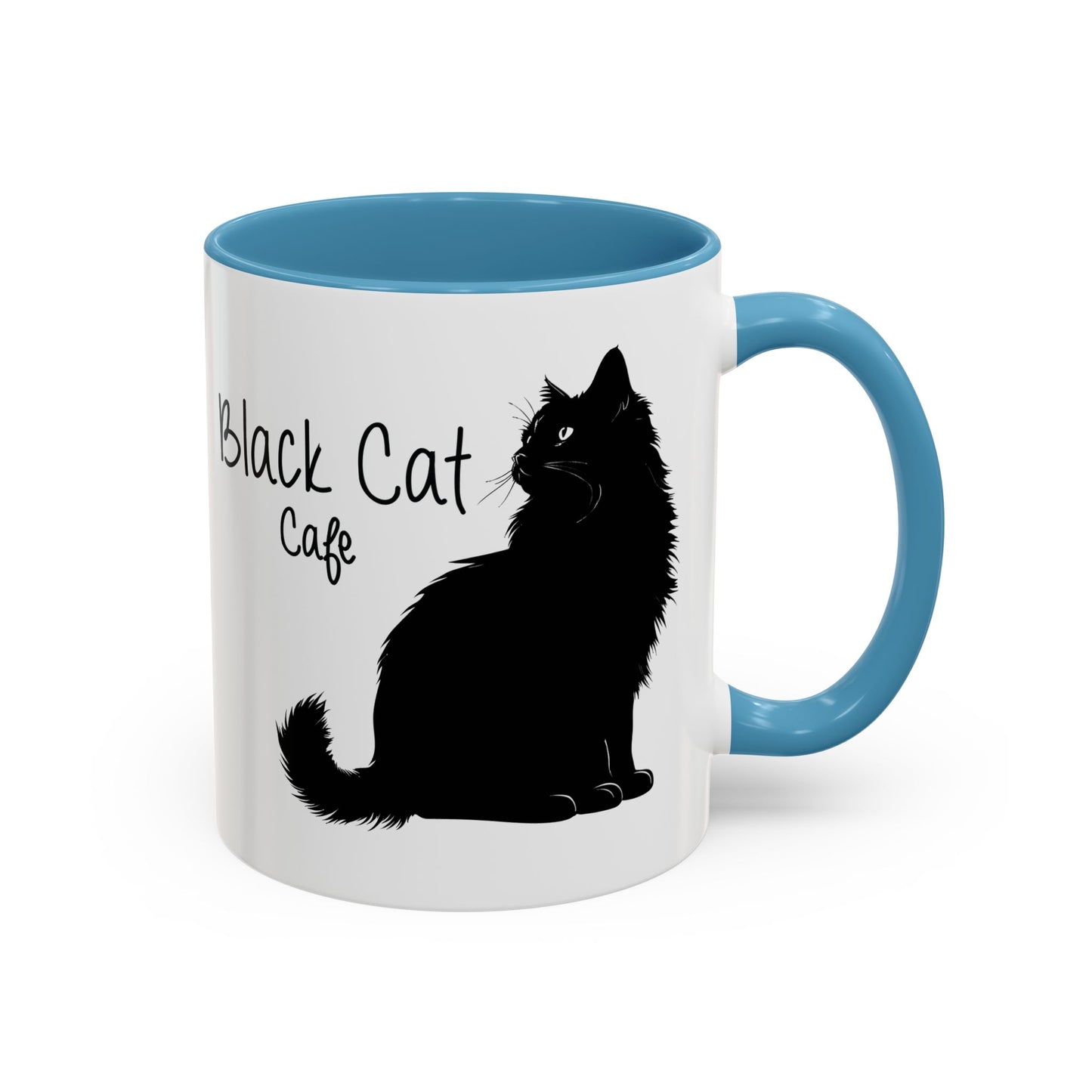 Black Cat Cafe Coffee Mug — 11/15oz Accent Ceramic Mug with Black Cat Silhouette