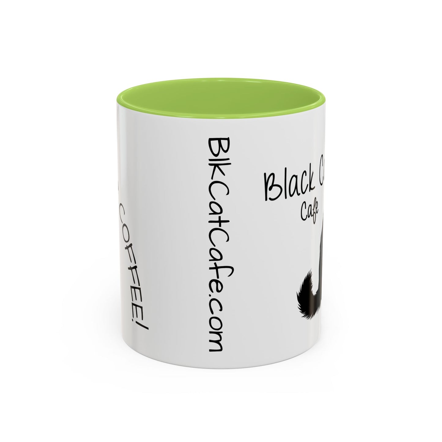 Black Cat Cafe Coffee Mug — 11/15oz Accent Ceramic Mug with Black Cat Silhouette