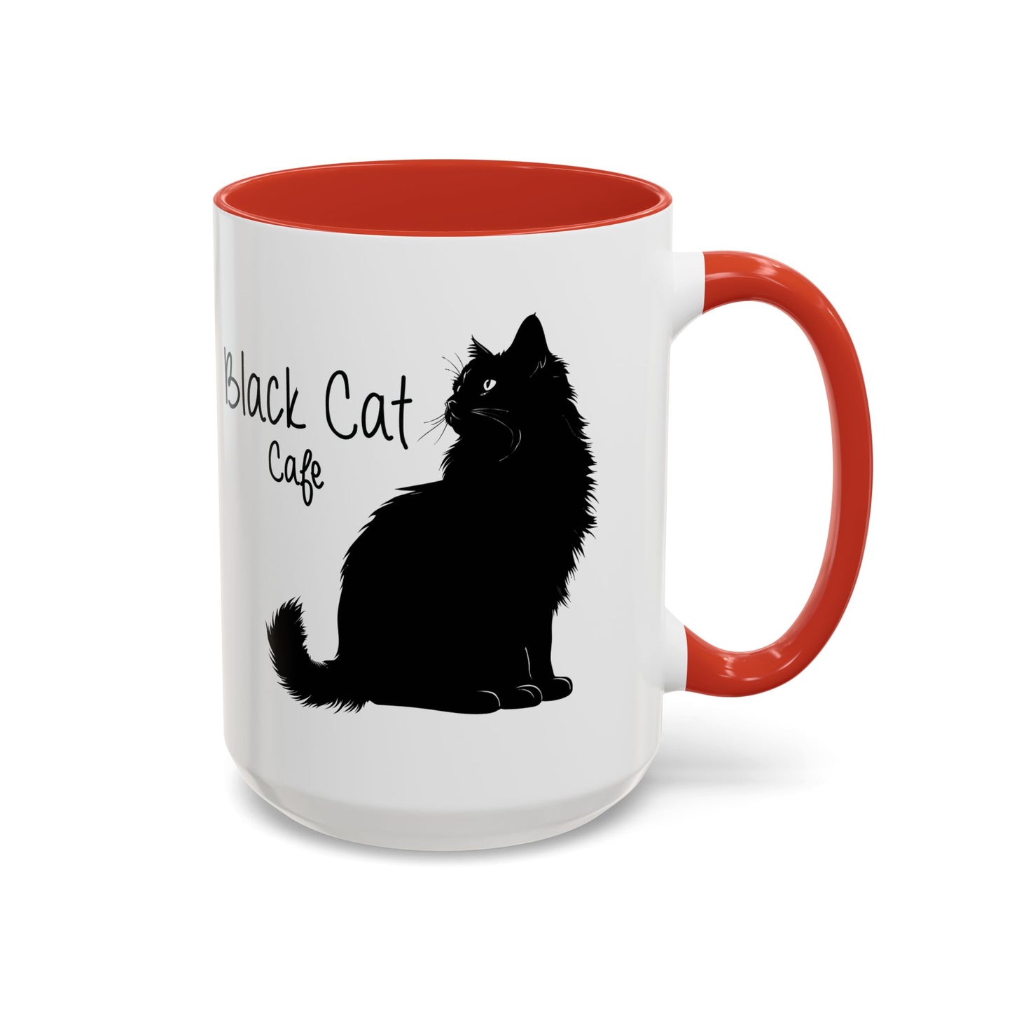 Black Cat Cafe Coffee Mug — 11/15oz Accent Ceramic Mug with Black Cat Silhouette