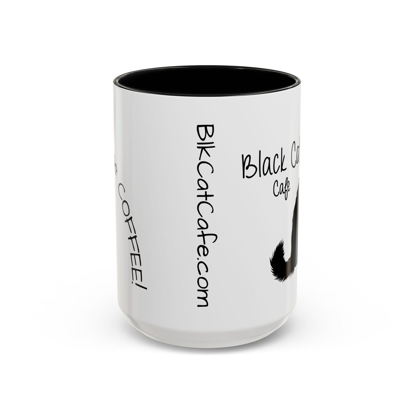 Black Cat Cafe Coffee Mug — 11/15oz Accent Ceramic Mug with Black Cat Silhouette