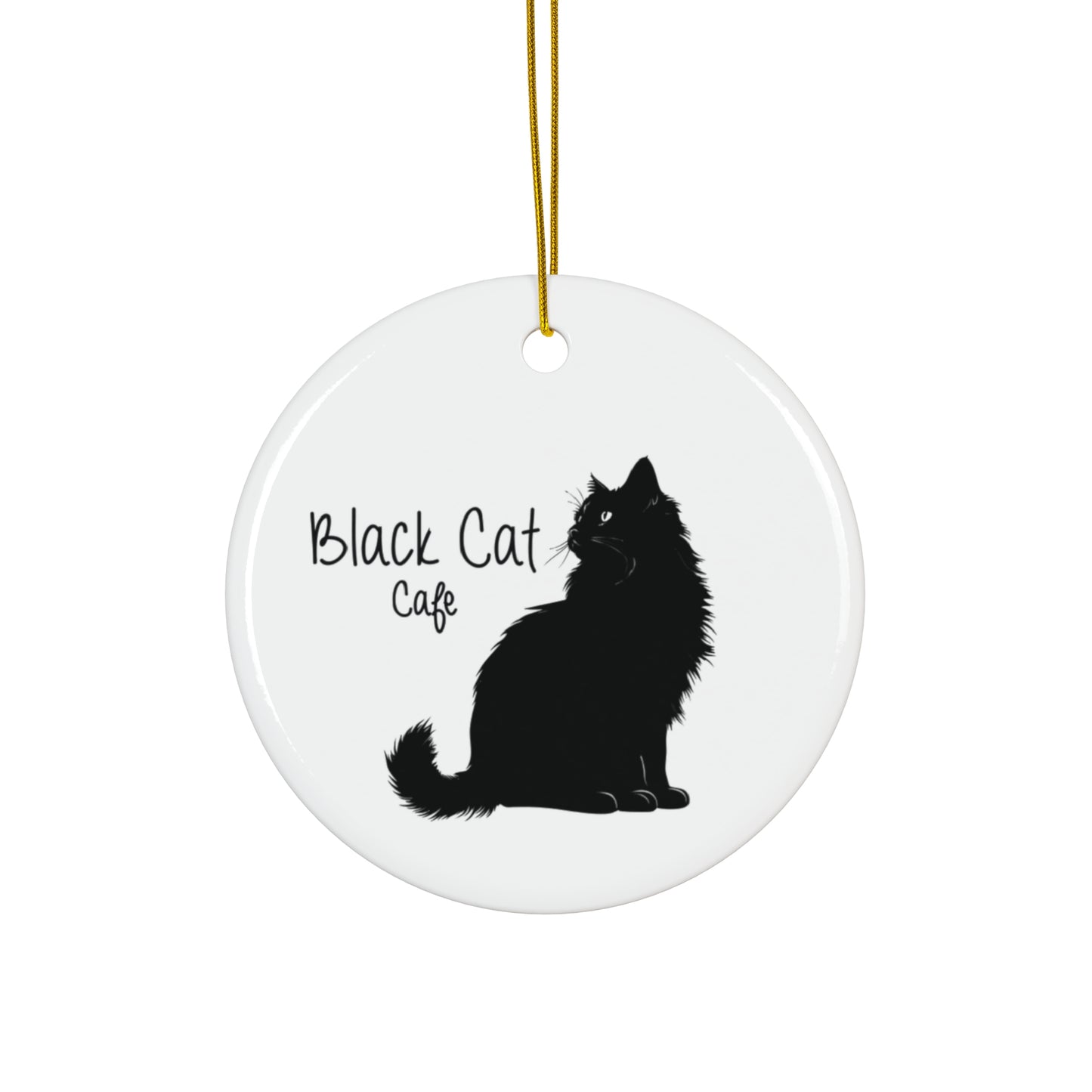Ceramic Ornament - 'Black Cat Café' Decorative Star Ornament, Cat Lover Gift