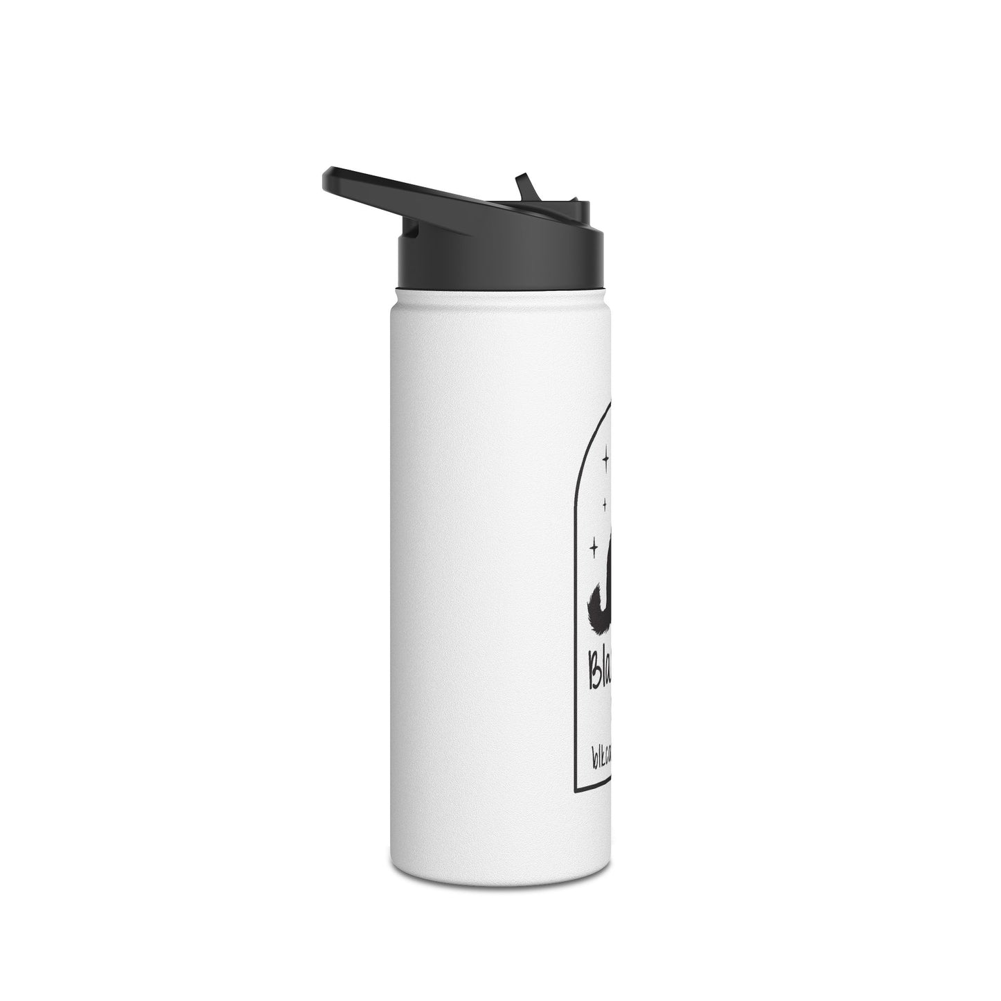 Black Cat Café Stainless Steel Water Bottle — Insulated Travel Bottle with Black Cat Logo