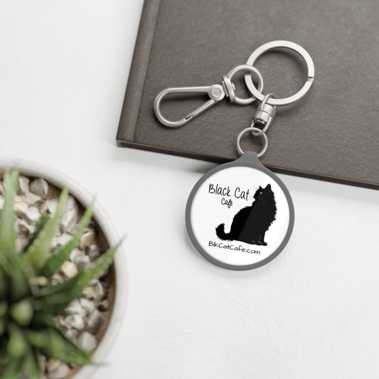 Black Cat Café Keyring Tag – Silhouette Cat Keychain