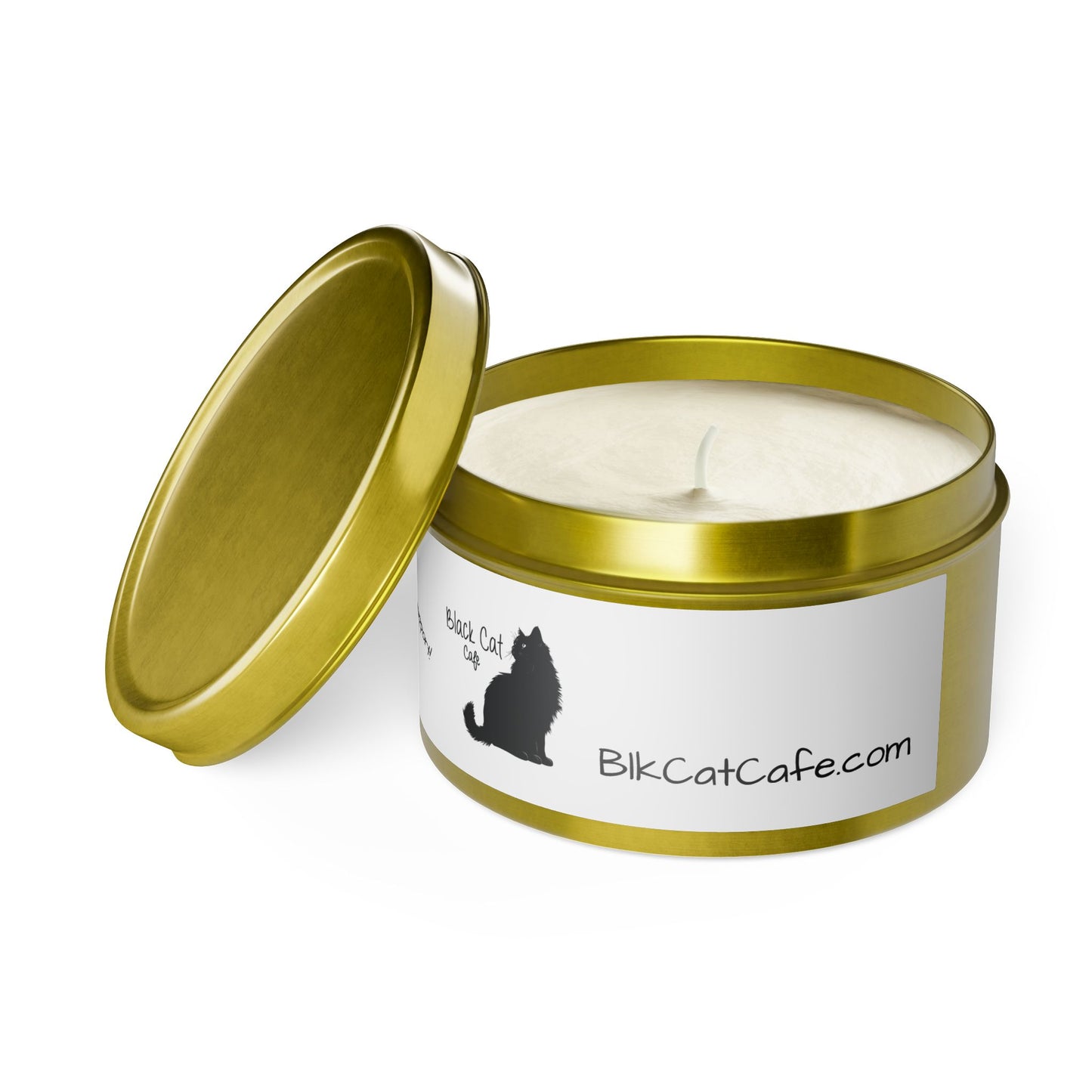Black Cat Cafe Tin Candle — Scented Small Travel Candle, 'Thank You for Your Support' Gift