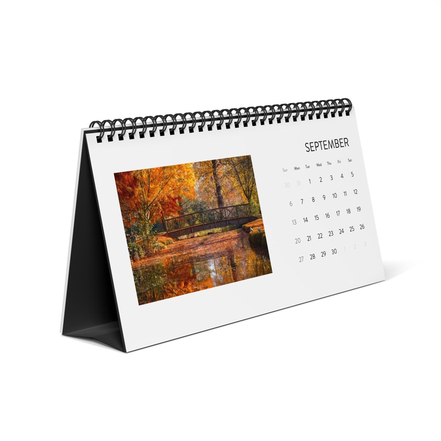 Black Cat Cafe Desktop Calendar 2026 — Spiral-Bound Desk Planner with Monthly Grid