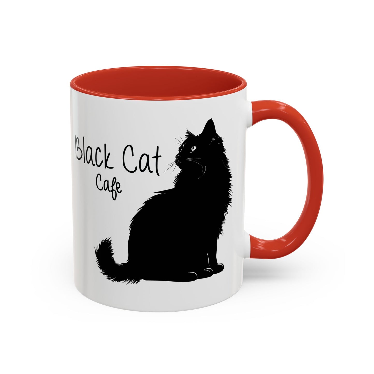 Black Cat Cafe Coffee Mug — 11/15oz Accent Ceramic Mug with Black Cat Silhouette
